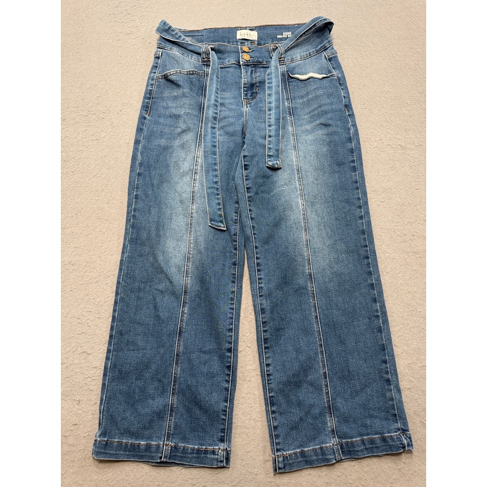 Nicole Miller Soho Jeans Womens 8 Blue Denim High Rise Relaxed Fit Soho Wide Leg